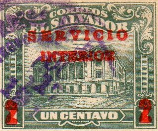 sellos timbres-poste Briefmarken stamps El Salvador 1920 2c/1c SERVICIO / INTERIOR Postal Stationery Card Ganzsache Entier Postal Tram Trolley Tranvia National Theatre teatro nacional 